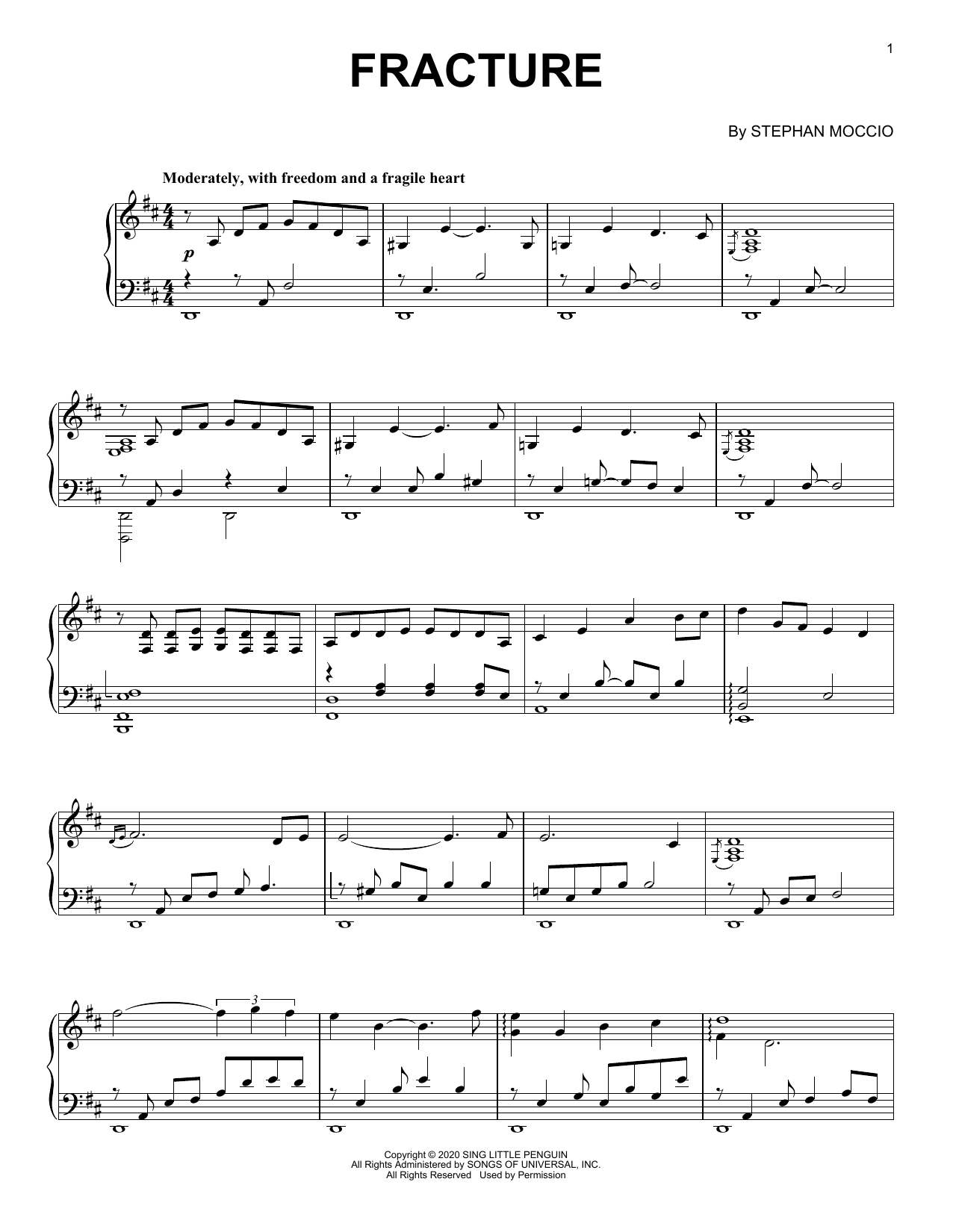 Stephan Moccio Fracture sheet music notes and chords. Download Printable PDF.