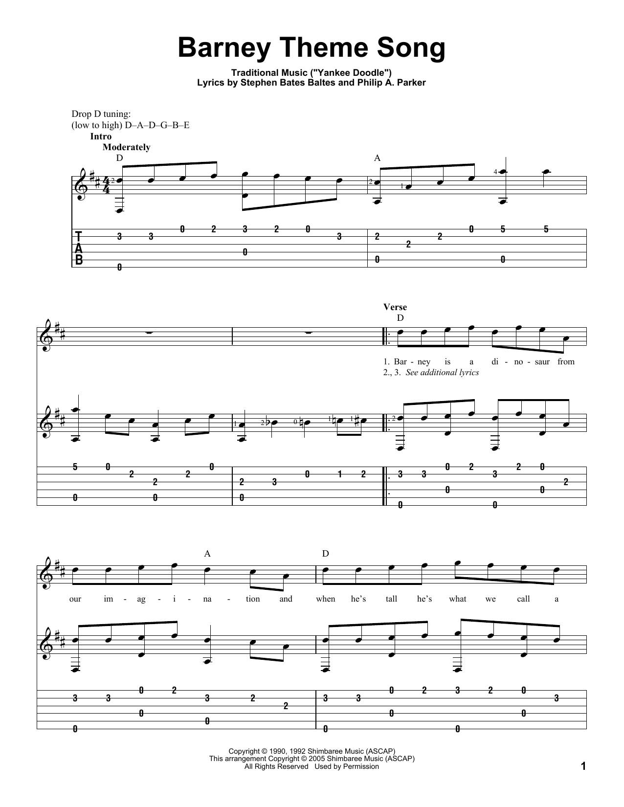 Stephen Bates Baltes and Philip A. Parker Barney Theme Song (from Barney) sheet music notes and chords. Download Printable PDF.