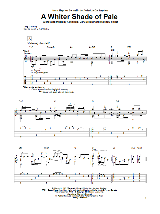 Stephen Bennett A Whiter Shade Of Pale sheet music notes and chords. Download Printable PDF.