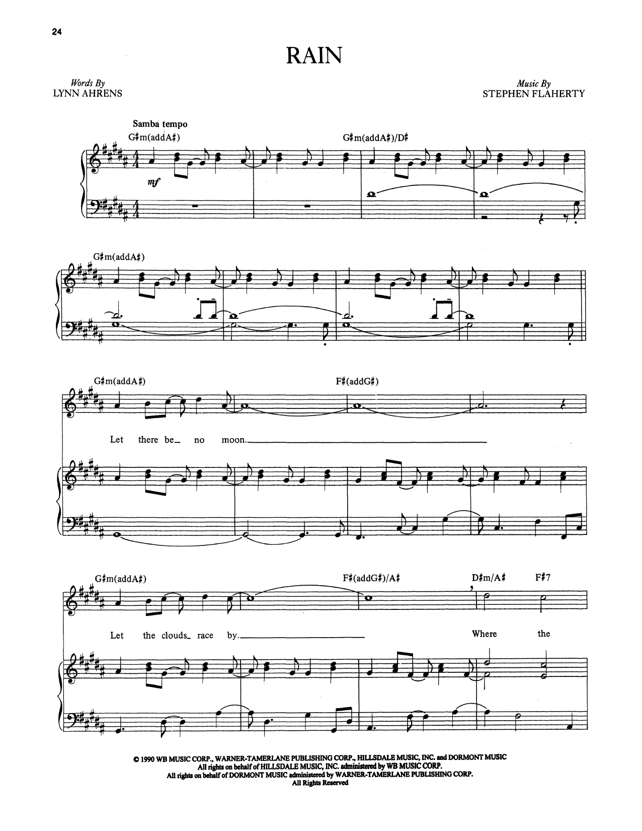 Stephen Flaherty and Lynn Ahrens Rain (from Once on This Island) sheet music notes and chords. Download Printable PDF.