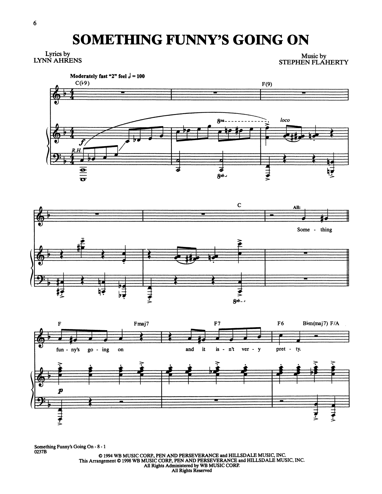 Learn to play Stephen Flaherty and Lynn Ahrens Something Funny's Going On (from Lucky Stiff) sheet music for Piano & Vocal in minutes. Price: 7.8900$ Stephen Flaherty and Lynn Ahrens Something Funny's Going On (from Lucky Stiff) sheet music notes and chords arranged for Piano & Vocal