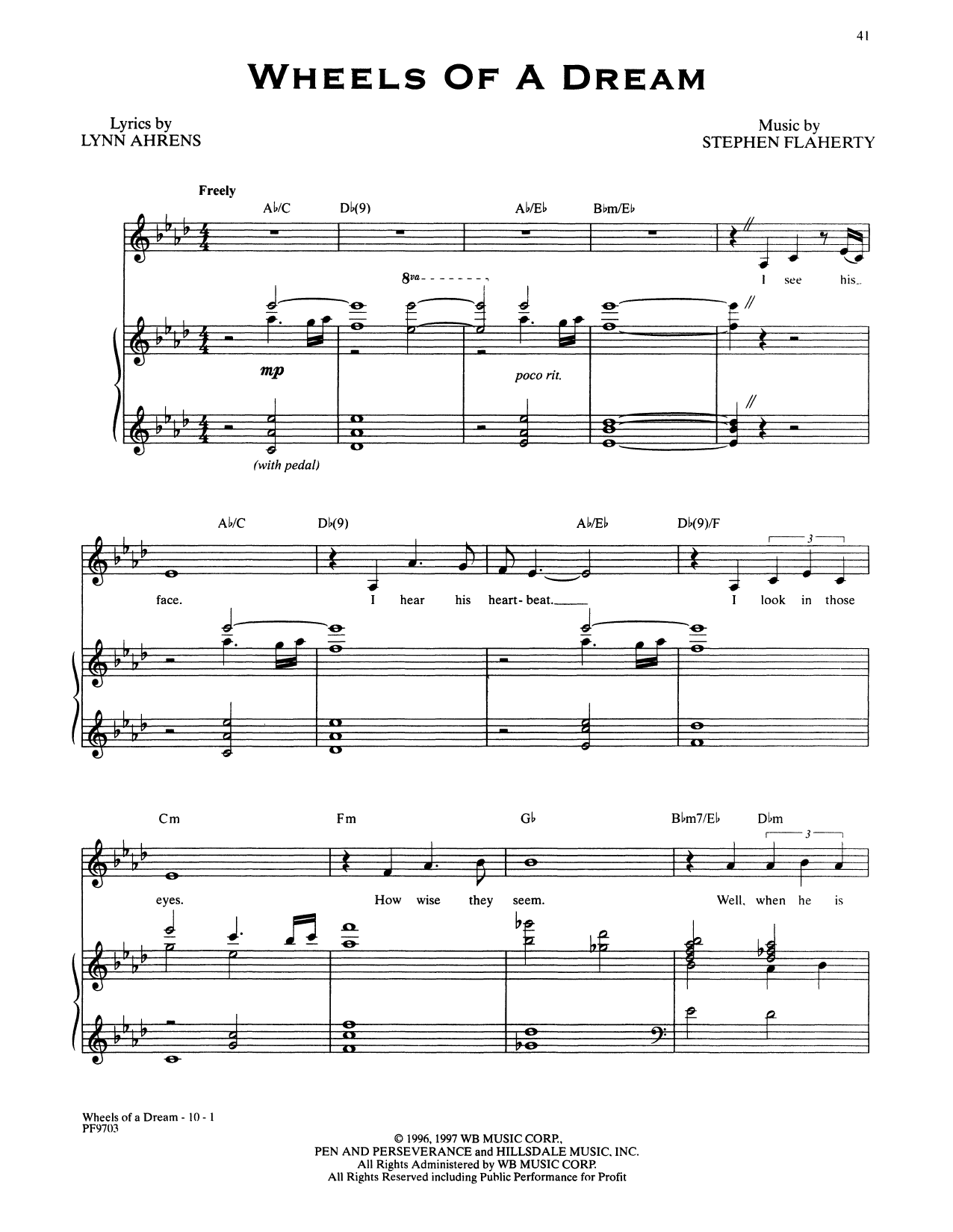 Stephen Flaherty and Lynn Ahrens Wheels Of A Dream (from Ragtime: The Musical) sheet music notes and chords. Download Printable PDF.