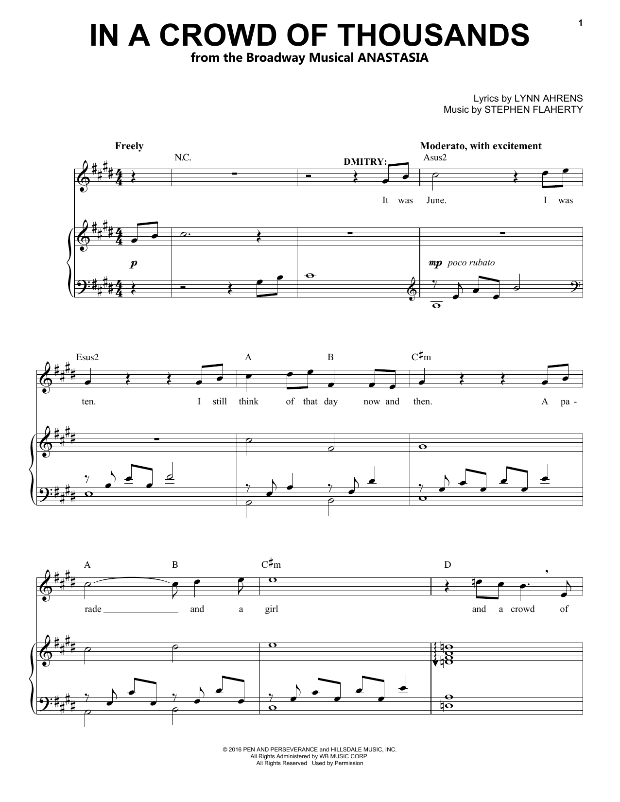 Stephen Flaherty In A Crowd Of Thousands (from Anastasia) sheet music notes and chords. Download Printable PDF.