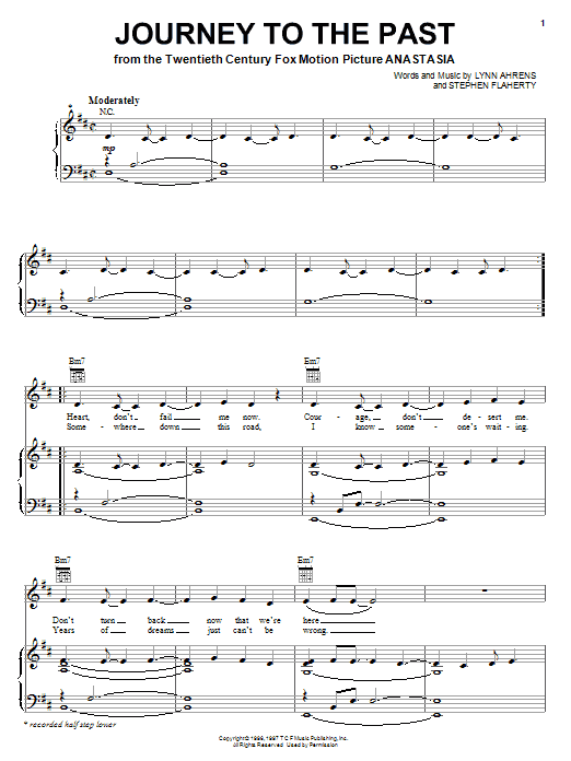 Stephen Flaherty Journey To The Past (from Anastasia) sheet music notes and chords. Download Printable PDF.