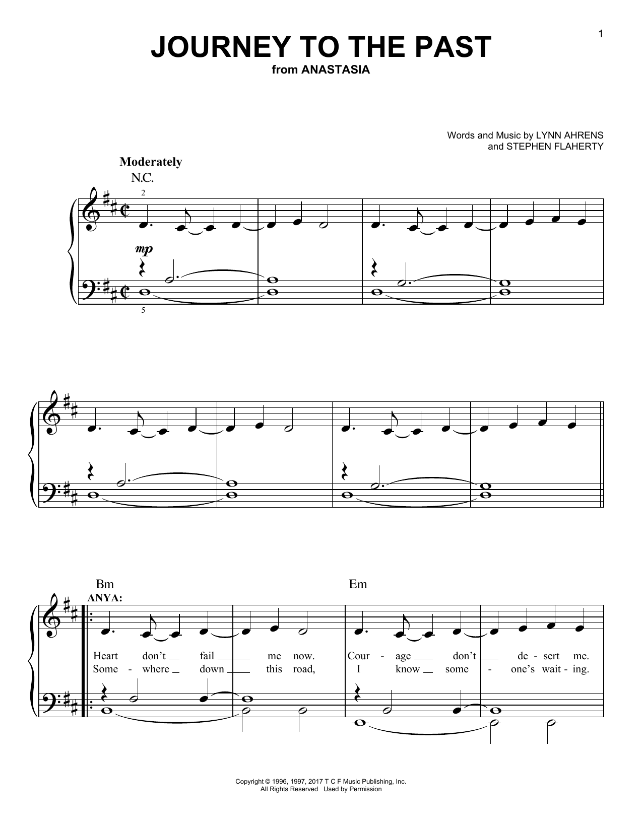 Stephen Flaherty Journey To The Past (from Anastasia) sheet music notes and chords. Download Printable PDF.