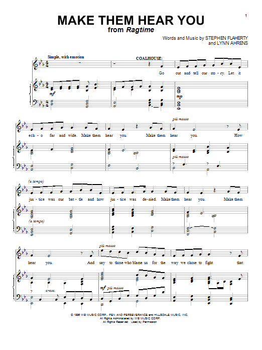 Stephen Flaherty Make Them Hear You sheet music notes and chords. Download Printable PDF.