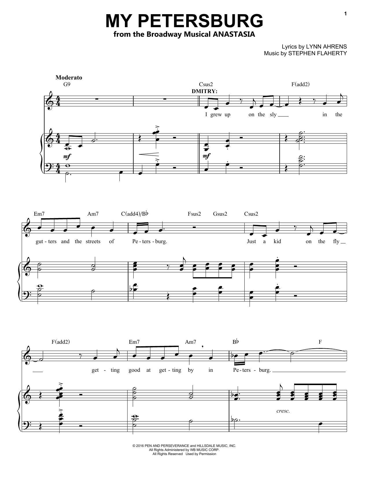 Stephen Flaherty My Petersburg (from Anastasia) sheet music notes and chords. Download Printable PDF.