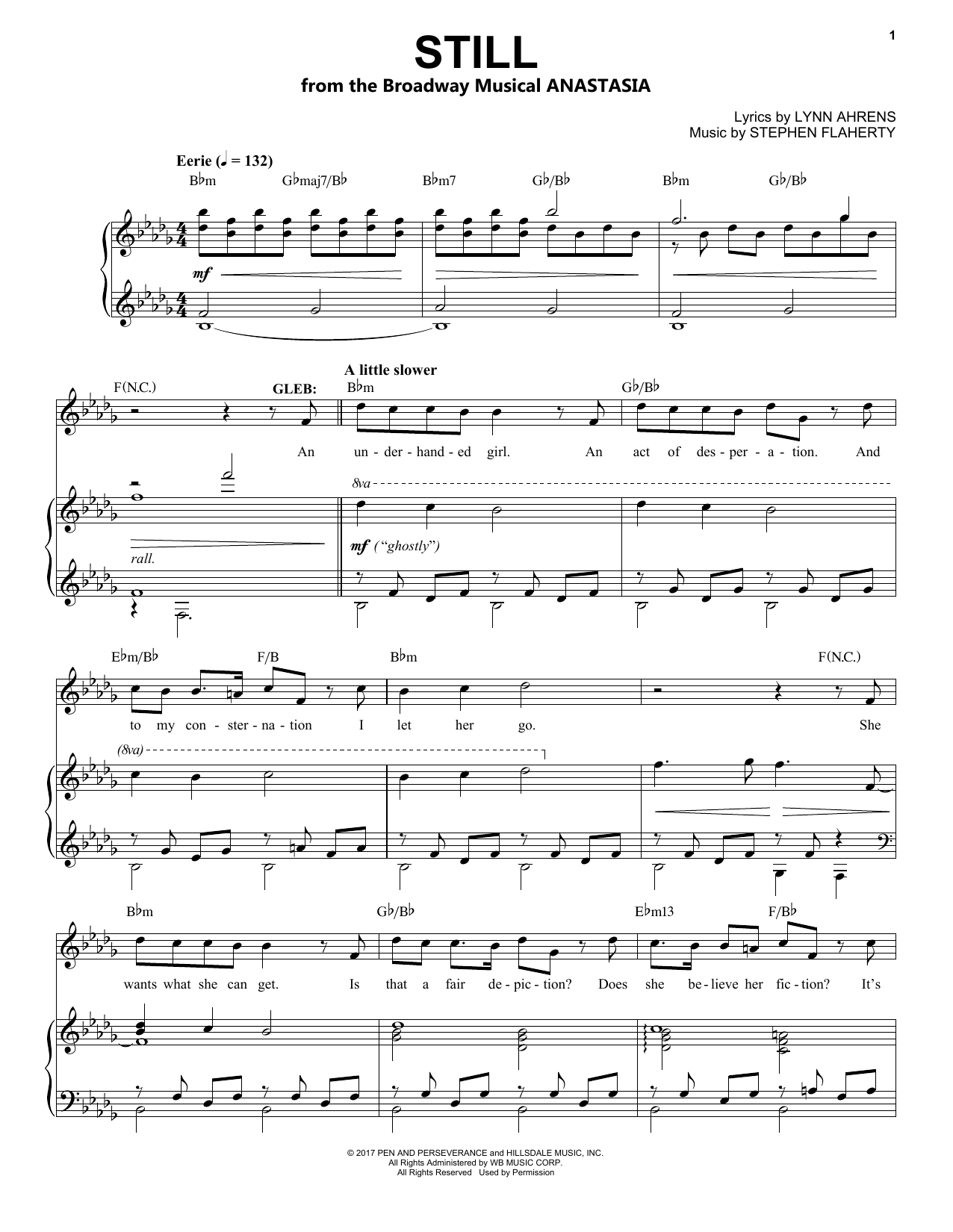 Stephen Flaherty Still (from Anastasia) sheet music notes and chords. Download Printable PDF.