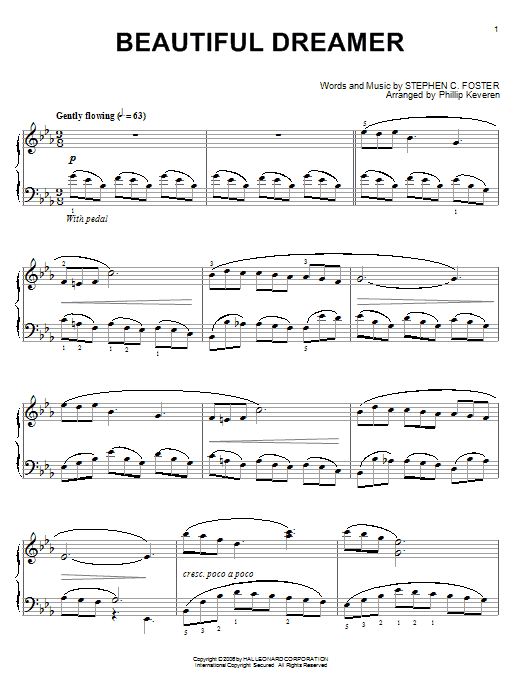 Learn to play Stephen Foster Beautiful Dreamer sheet music for Piano Solo in minutes. Price: 7.8900$ Stephen Foster Beautiful Dreamer sheet music notes and chords arranged for Piano Solo
