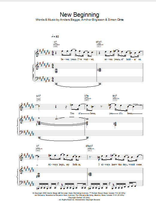 Stephen Gately New Beginning sheet music notes and chords. Download Printable PDF.