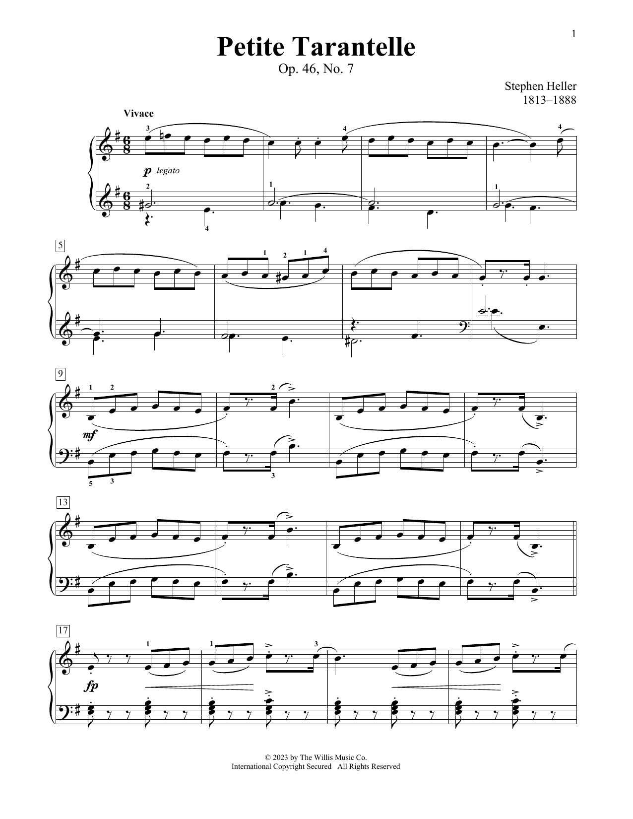 Stephen Heller Petite Tarantelle, Op. 46, No. 7 sheet music notes and chords. Download Printable PDF.