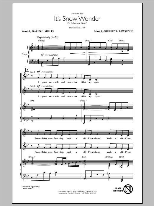 Stephen Lawrence It's Snow Wonder sheet music notes and chords. Download Printable PDF.