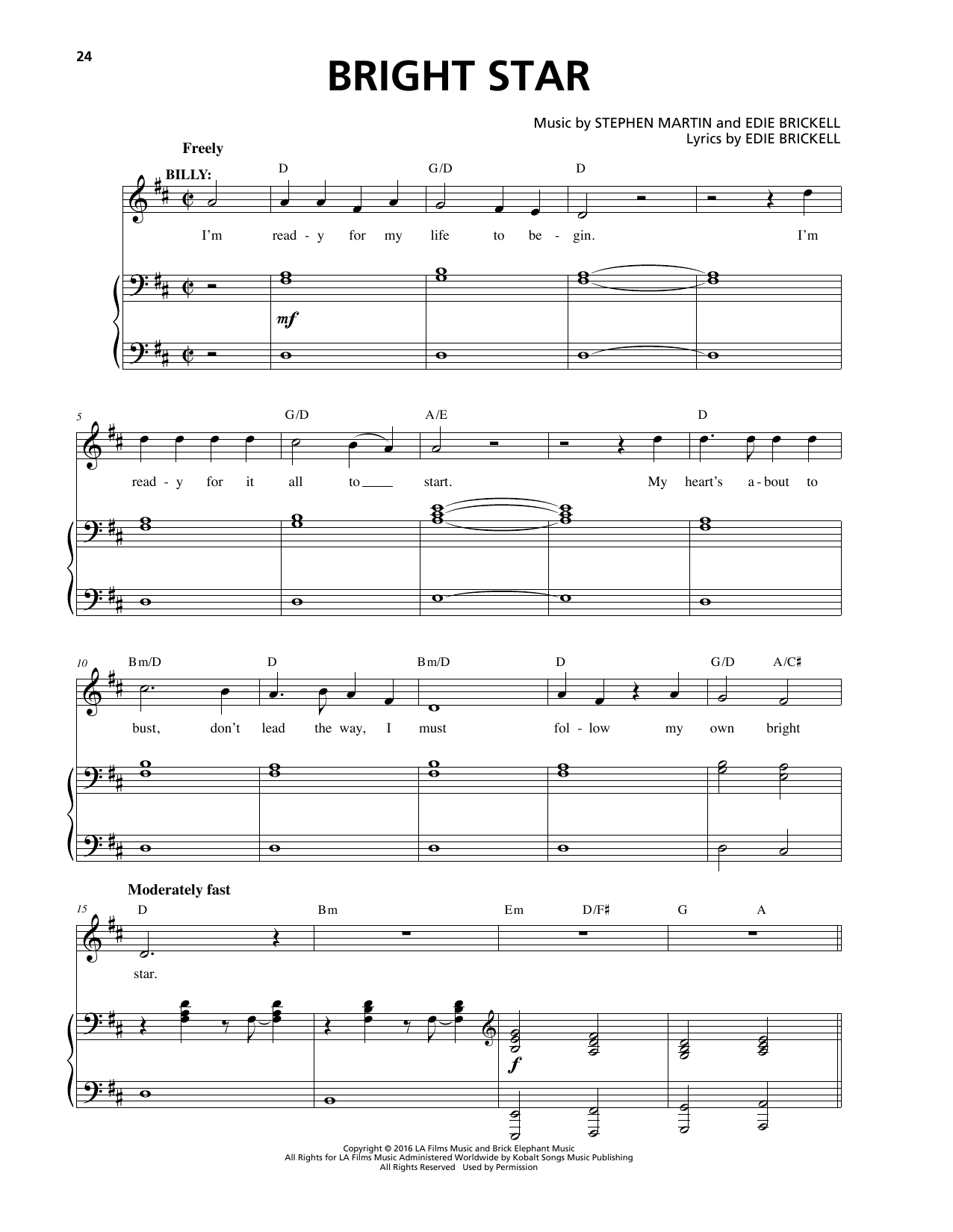 Stephen Martin & Edie Brickell Bright Star sheet music notes and chords. Download Printable PDF.