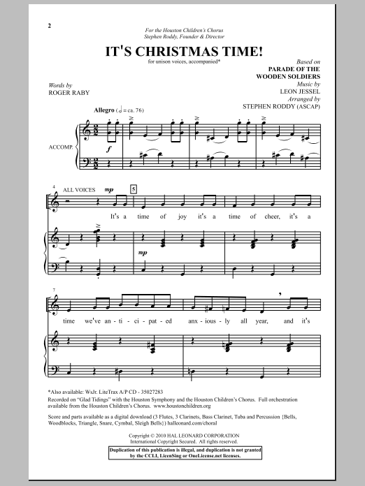 Stephen Roddy It's Christmas Time! sheet music notes and chords. Download Printable PDF.