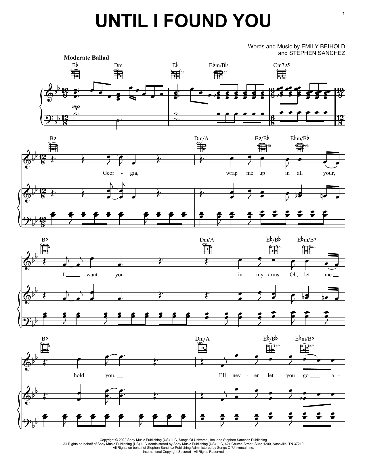 Stephen Sanchez Until I Found You sheet music notes and chords. Download Printable PDF.