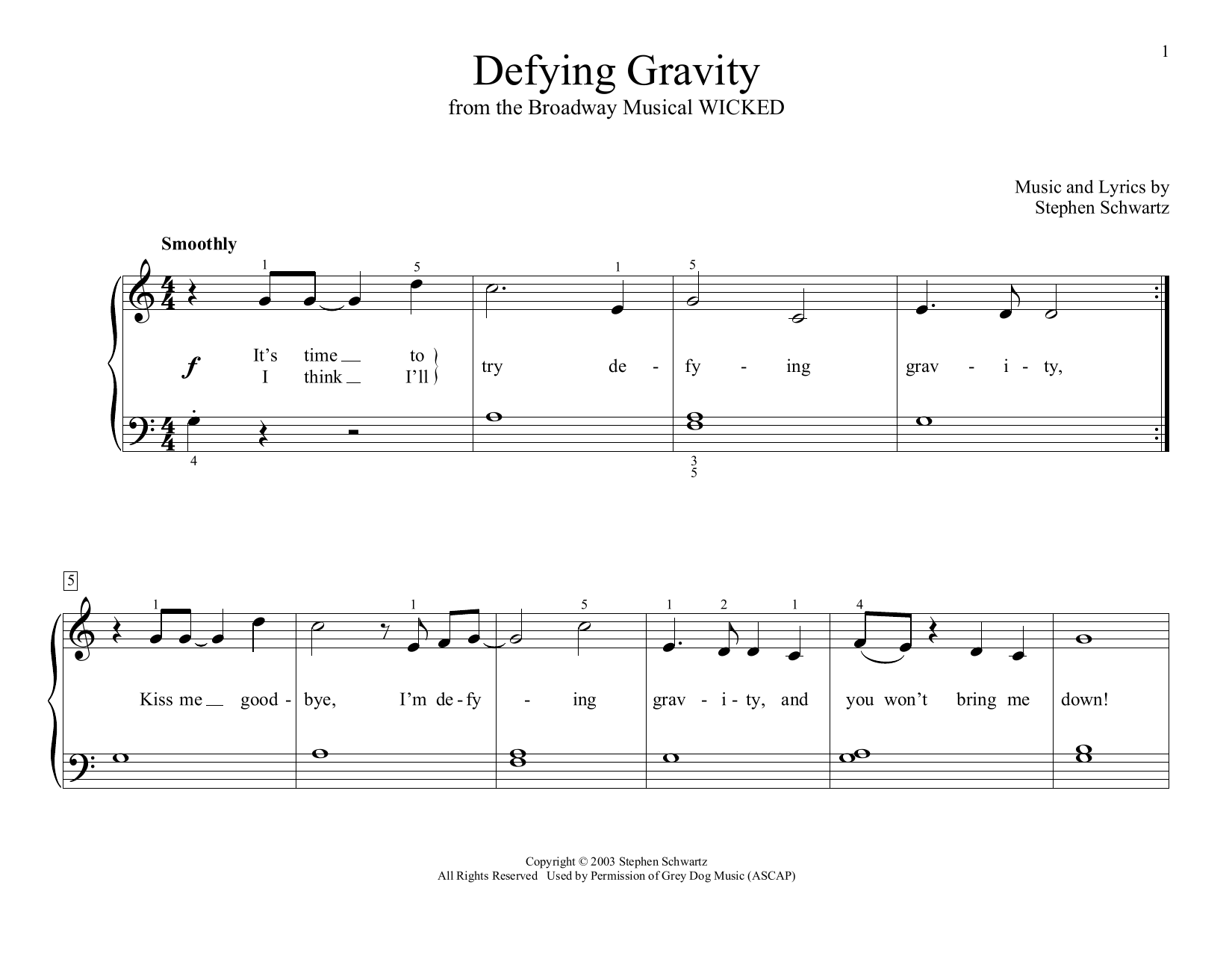 Stephen Schwartz Defying Gravity (from Wicked) (arr. Christopher Hussey) sheet music notes and chords. Download Printable PDF.