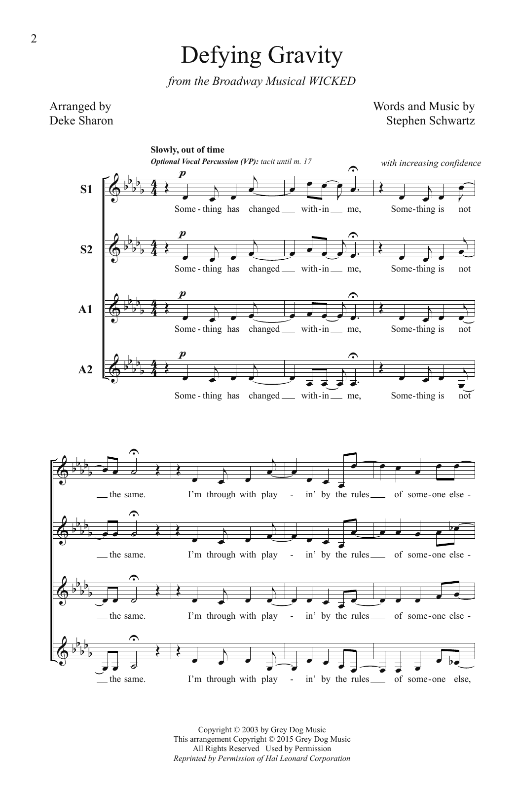 Stephen Schwartz Defying Gravity (from Wicked) (arr. Deke Sharon) sheet music notes and chords arranged for SSAA Choir