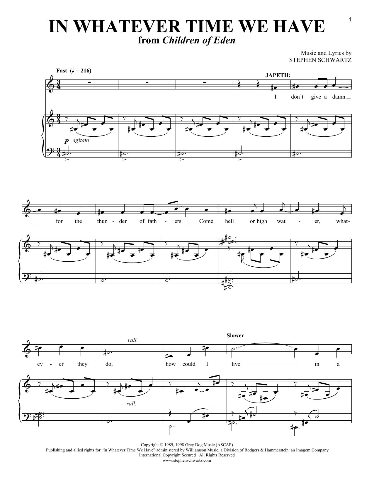 Learn to play Stephen Schwartz In Whatever Time We Have sheet music for Vocal Duet in minutes. Price: 6.9900$ Stephen Schwartz In Whatever Time We Have sheet music notes and chords arranged for Vocal Duet