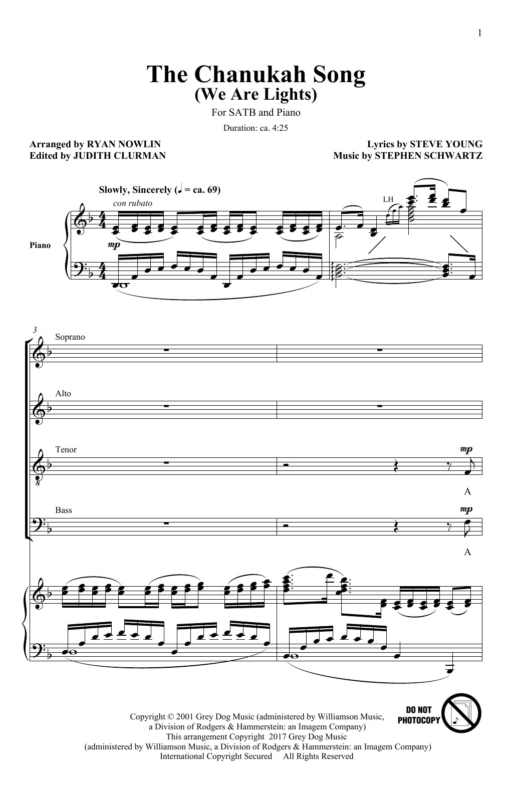 Stephen Schwartz The Chanukah Song (We Are Lights) (arr. Ryan Nowlin) sheet music notes and chords. Download Printable PDF.