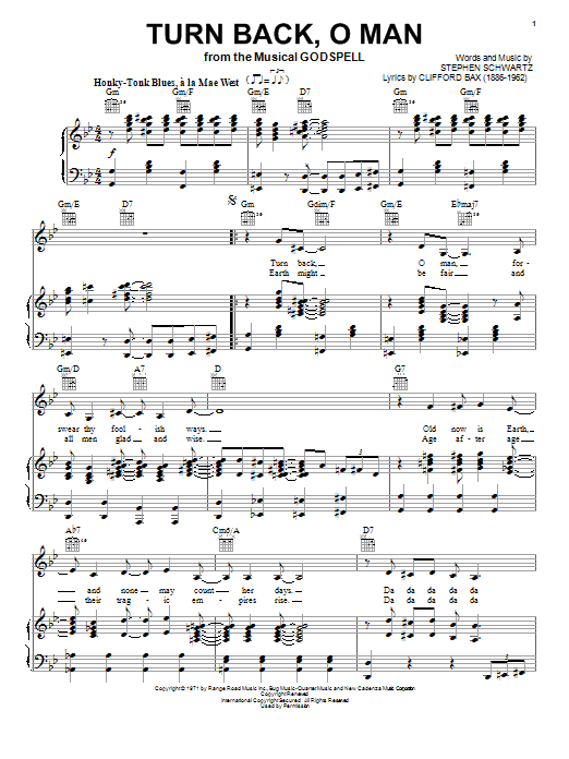 Stephen Schwartz Turn Back, O Man sheet music notes and chords. Download Printable PDF.