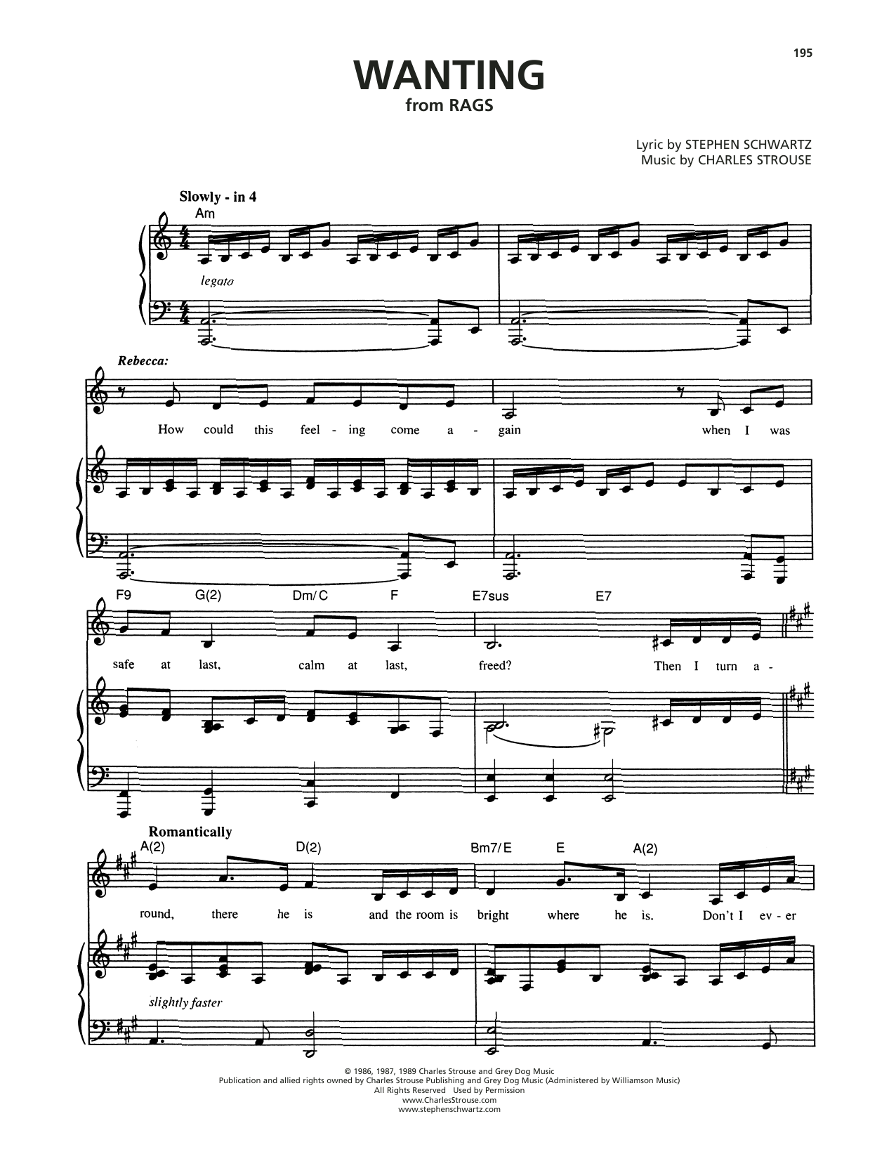 Learn to play Stephen Schwartz Wanting (from Rags) sheet music for Piano & Vocal in minutes. Price: 7.8900$ Stephen Schwartz Wanting (from Rags) sheet music notes and chords arranged for Piano & Vocal