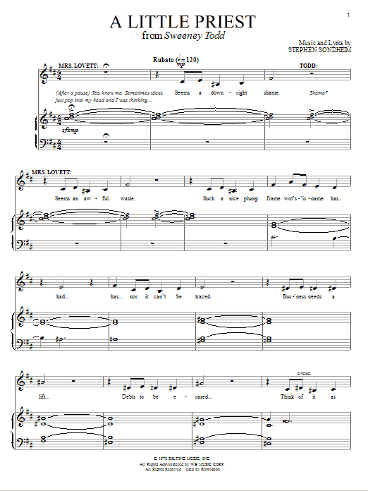 Stephen Sondheim A Little Priest sheet music notes and chords. Download Printable PDF.