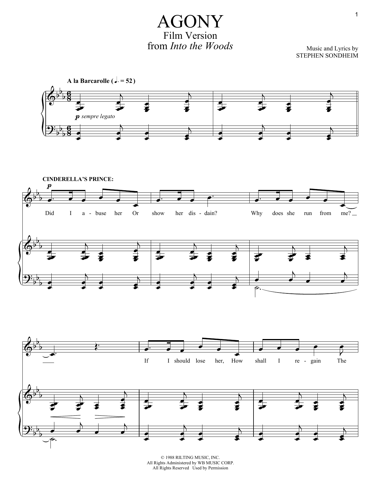 Stephen Sondheim Agony (Film Version) (from Into The Woods) sheet music notes and chords. Download Printable PDF.