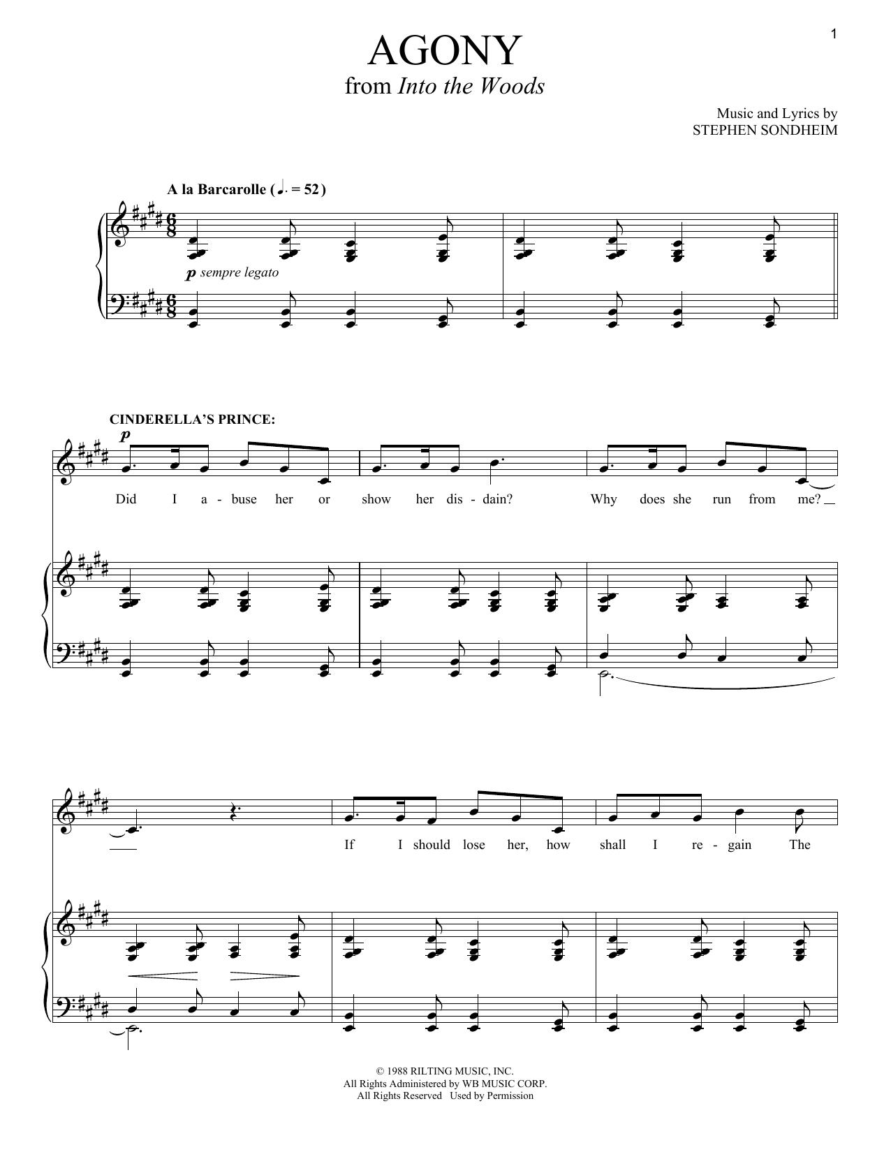 Stephen Sondheim Agony (from Into The Woods) sheet music notes and chords. Download Printable PDF.