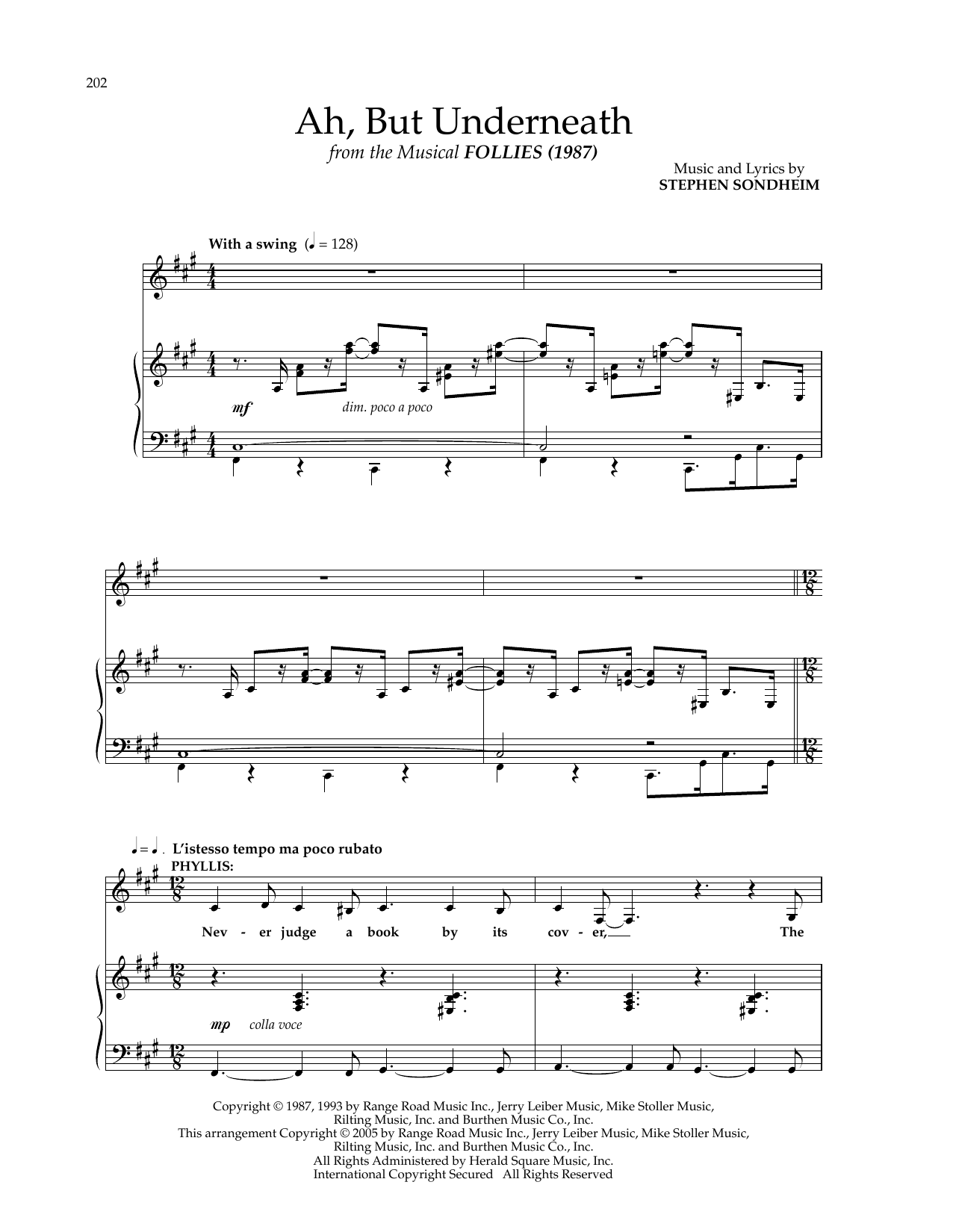 Stephen Sondheim Ah, But Underneath (from Follies) sheet music notes and chords. Download Printable PDF.