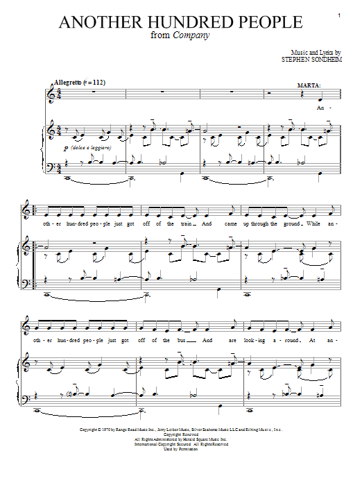 Stephen Sondheim Another Hundred People sheet music notes and chords. Download Printable PDF.