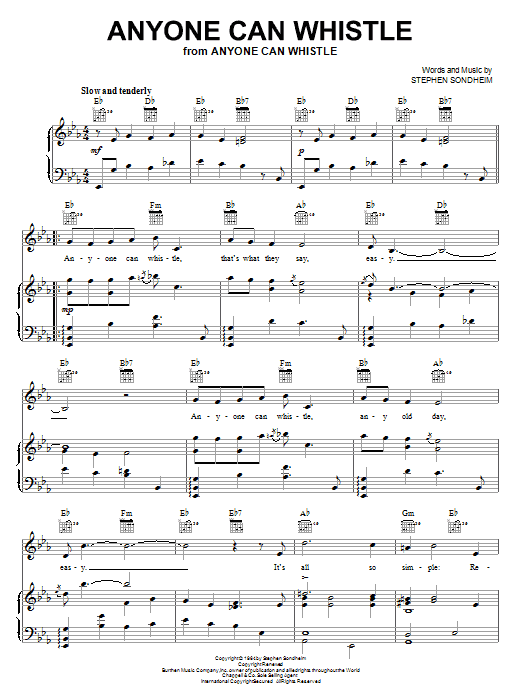 Stephen Sondheim Anyone Can Whistle sheet music notes and chords. Download Printable PDF.