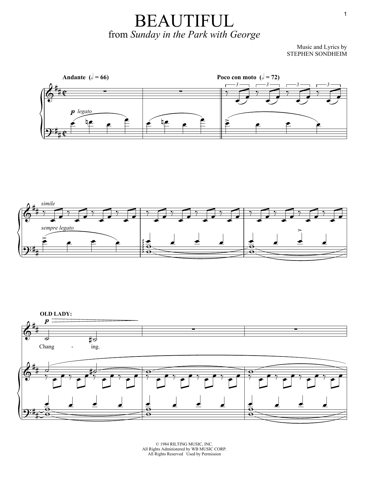 Stephen Sondheim Beautiful sheet music notes and chords. Download Printable PDF.