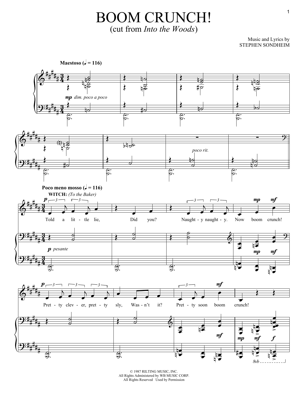 Stephen Sondheim Boom Crunch sheet music notes and chords. Download Printable PDF.