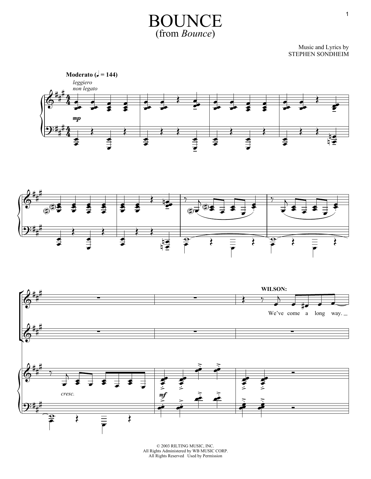 Learn to play Stephen Sondheim Bounce sheet music for Piano & Vocal in minutes. Price: 7.8900$ Stephen Sondheim Bounce sheet music notes and chords arranged for Piano & Vocal