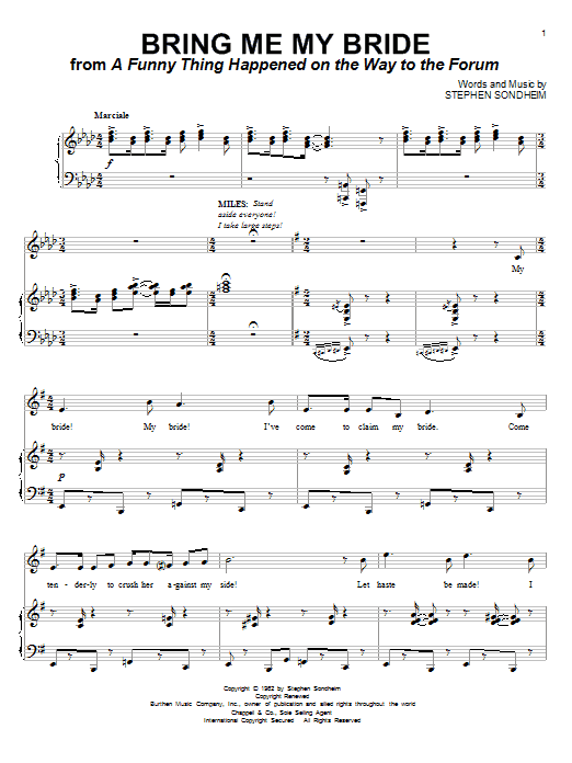 Stephen Sondheim Bring Me My Bride sheet music notes and chords. Download Printable PDF.