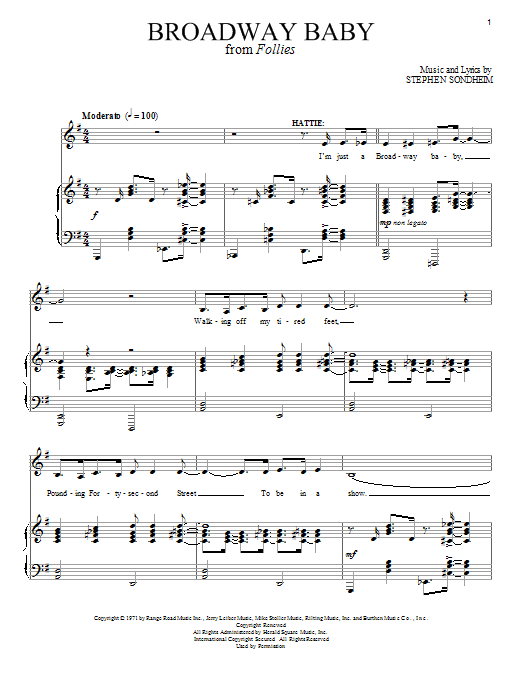 Stephen Sondheim Broadway Baby sheet music notes and chords. Download Printable PDF.