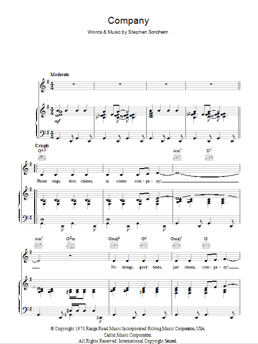 Stephen Sondheim Company sheet music notes and chords. Download Printable PDF.