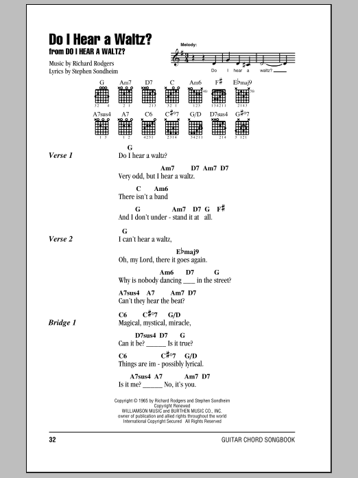 Stephen Sondheim Do I Hear A Waltz? sheet music notes and chords. Download Printable PDF.