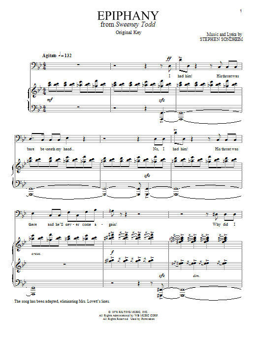 Stephen Sondheim Epiphany sheet music notes and chords. Download Printable PDF.