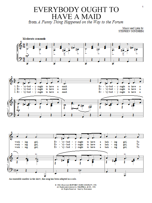 Stephen Sondheim Everybody Ought To Have A Maid sheet music notes and chords. Download Printable PDF.