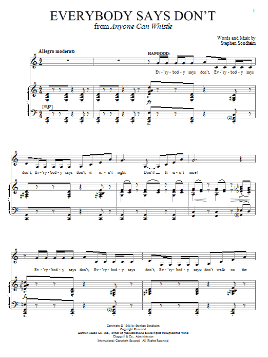 Stephen Sondheim Everybody Says Don't sheet music notes and chords. Download Printable PDF.