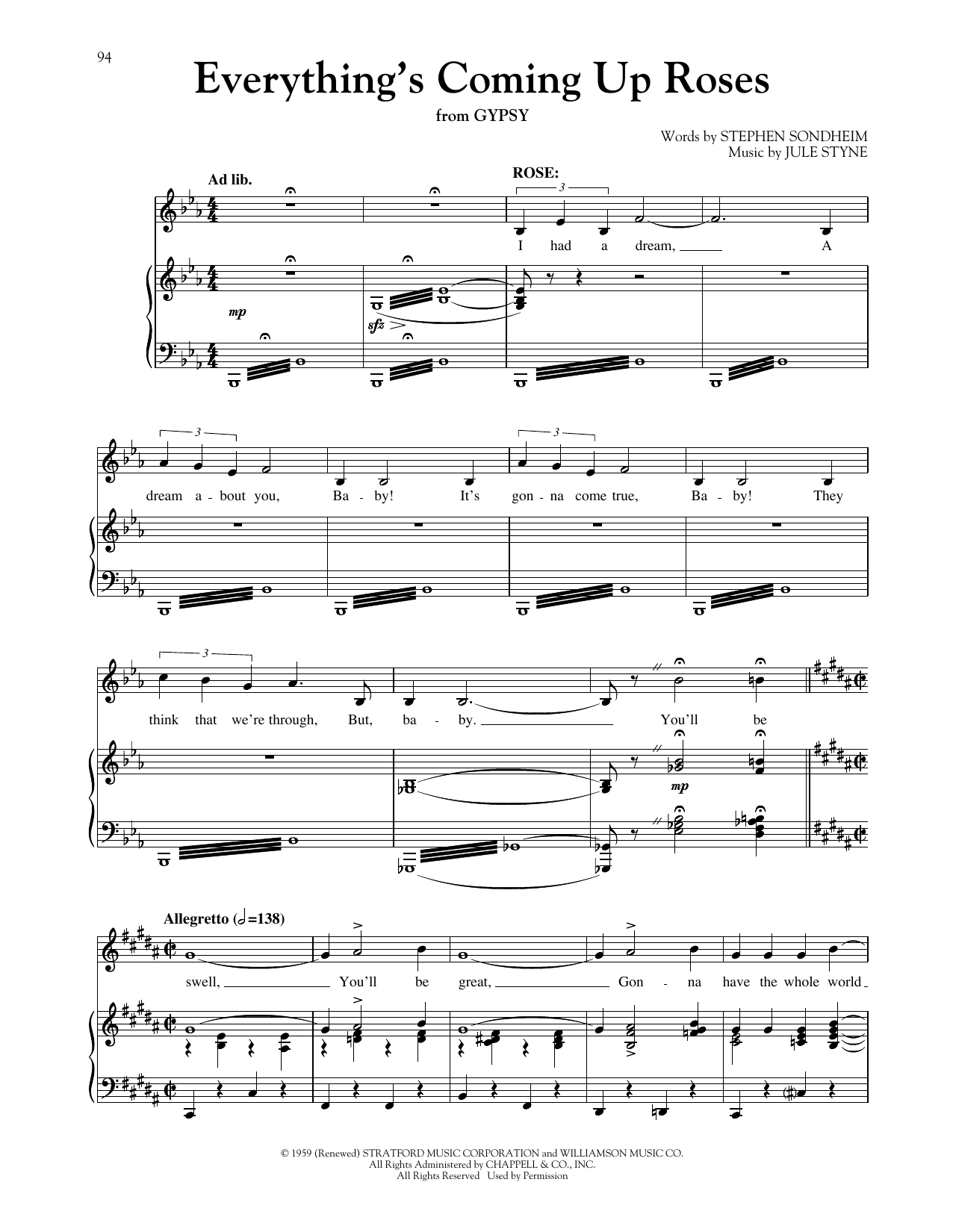 Bernadette Peters Everything's Coming Up Roses (from Gypsy) (arr. Richard Walters) sheet music notes and chords. Download Printable PDF.