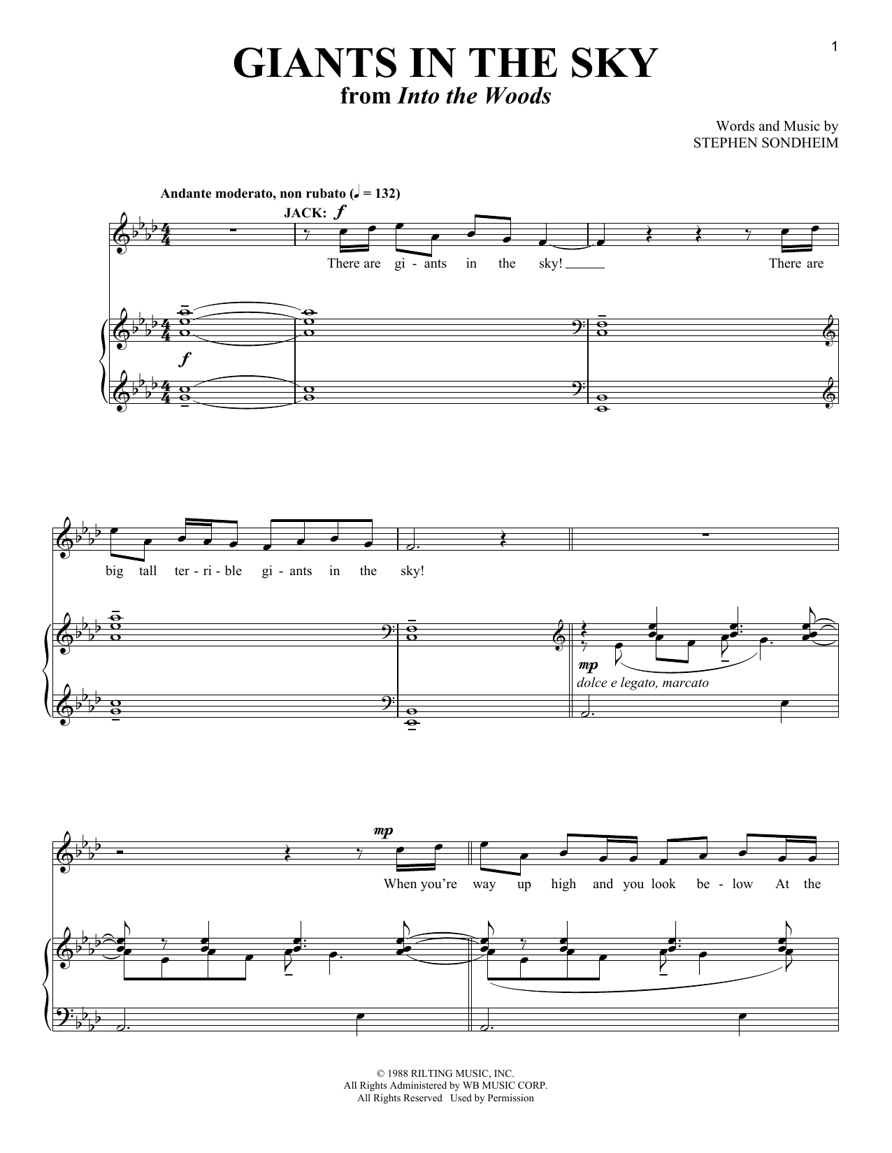 Stephen Sondheim Giants In The Sky (from Into The Woods) sheet music notes and chords. Download Printable PDF.