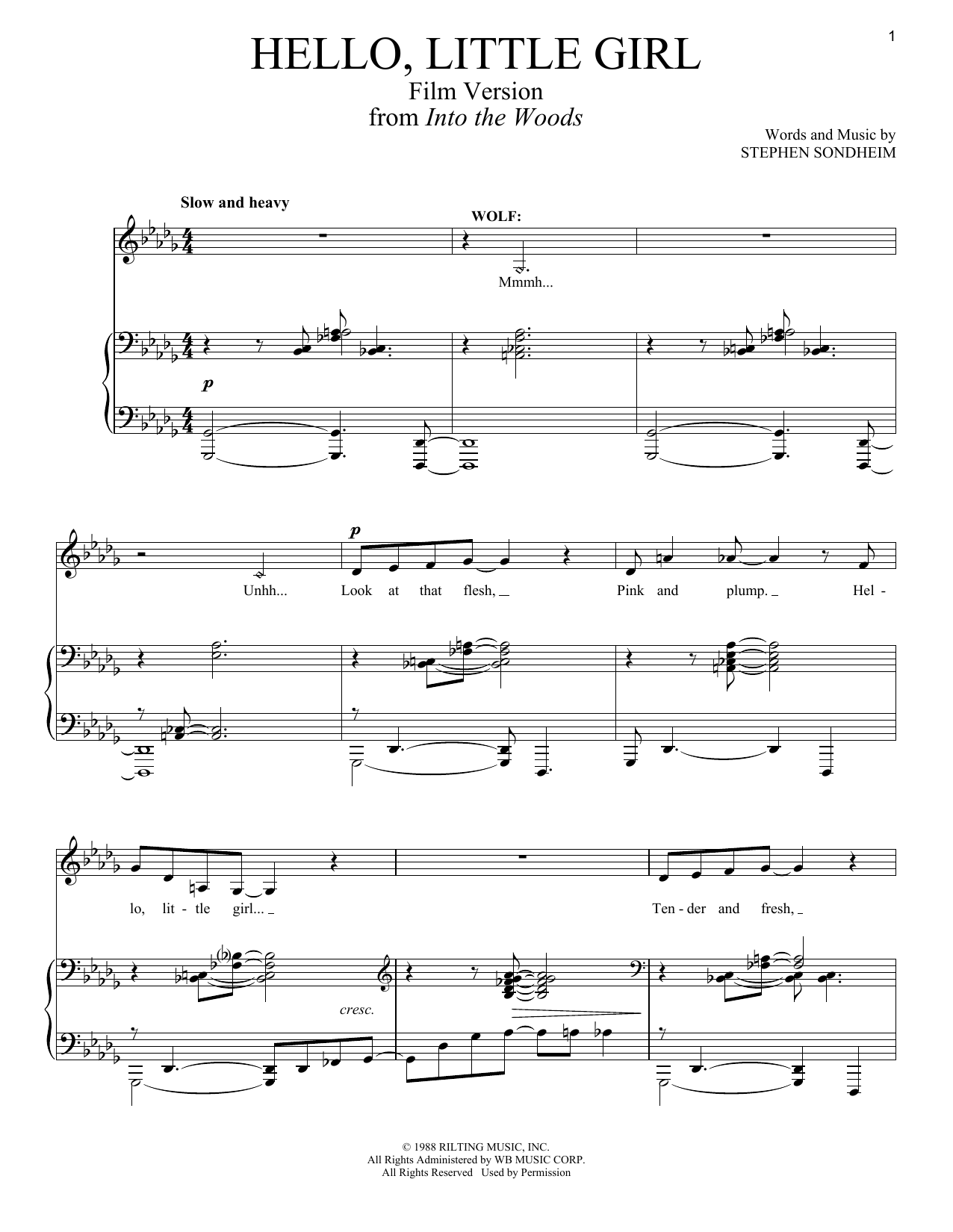 Stephen Sondheim Hello Little Girl (Film Version) sheet music notes and chords. Download Printable PDF.