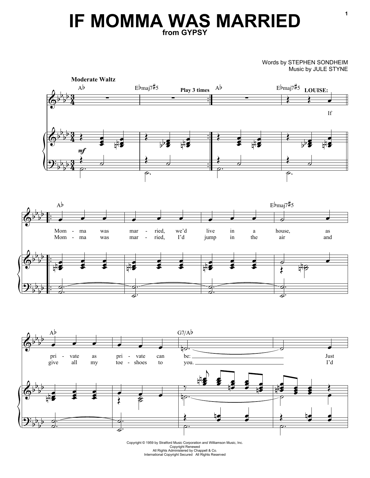 Stephen Sondheim If Momma Was Married sheet music notes and chords. Download Printable PDF.