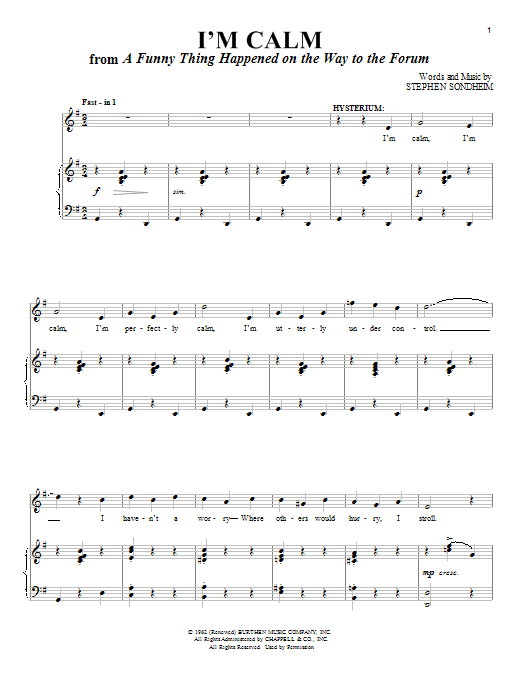 Stephen Sondheim I'm Calm sheet music notes and chords. Download Printable PDF.