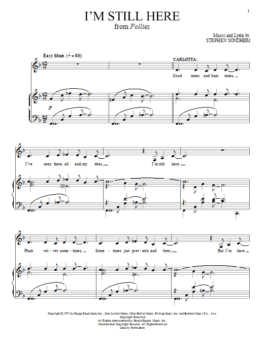 Stephen Sondheim I'm Still Here sheet music notes and chords. Download Printable PDF.