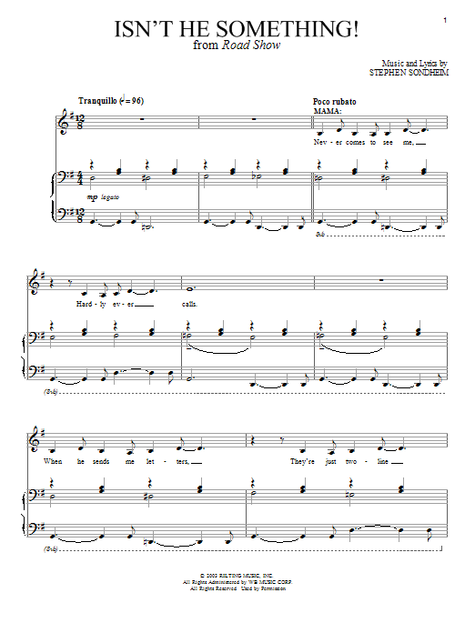 Stephen Sondheim Isn't He Something! sheet music notes and chords. Download Printable PDF.