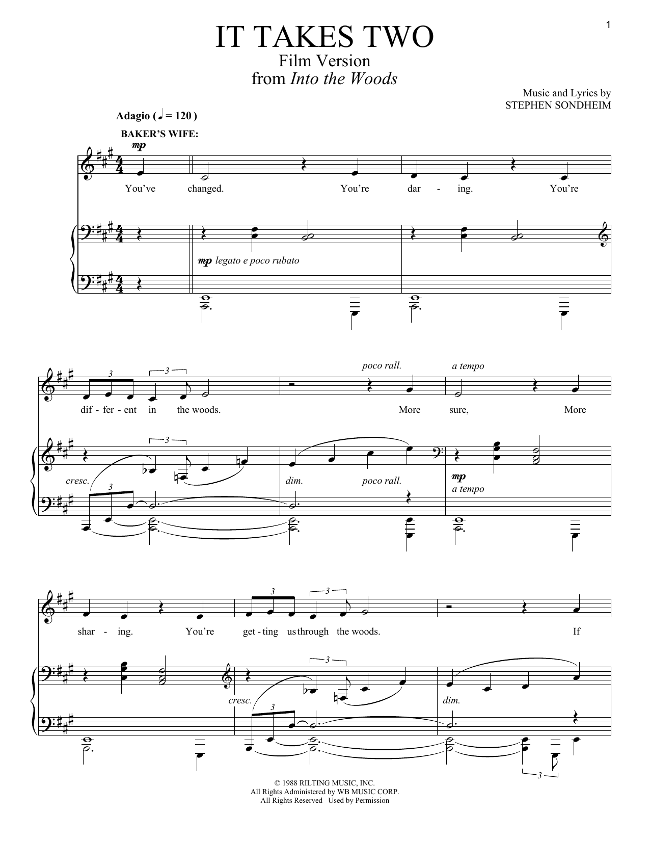 Stephen Sondheim It Takes Two (Film Version) (from Into The Woods) sheet music notes and chords. Download Printable PDF.