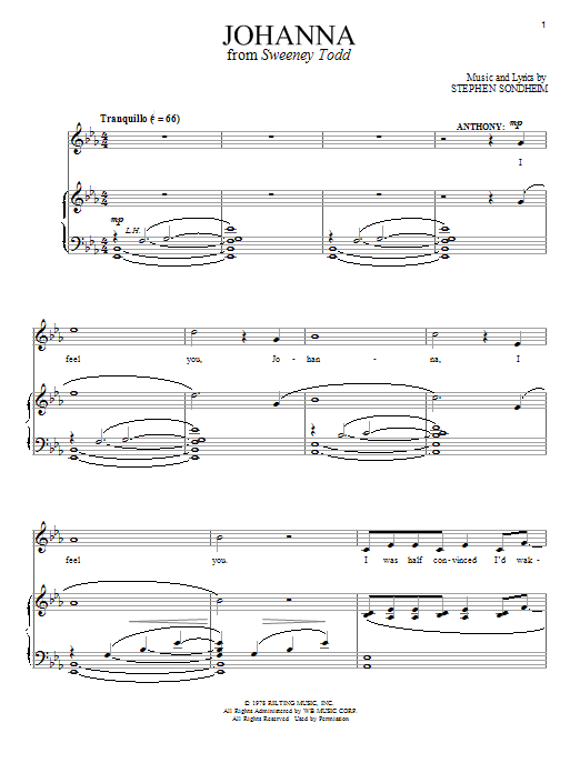 Stephen Sondheim Johanna sheet music notes and chords. Download Printable PDF.